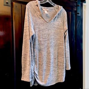 Women's Space Dye Heathered Gray  Ultra Teeze Maternity Hoodie